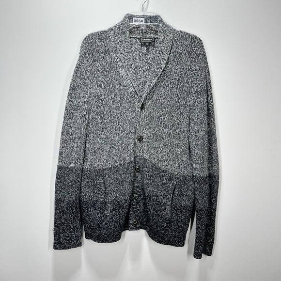 Express Other - Express Grandpa Cardigan Size L Button Ombre Striped Pockets Chunky Knit Sweater
